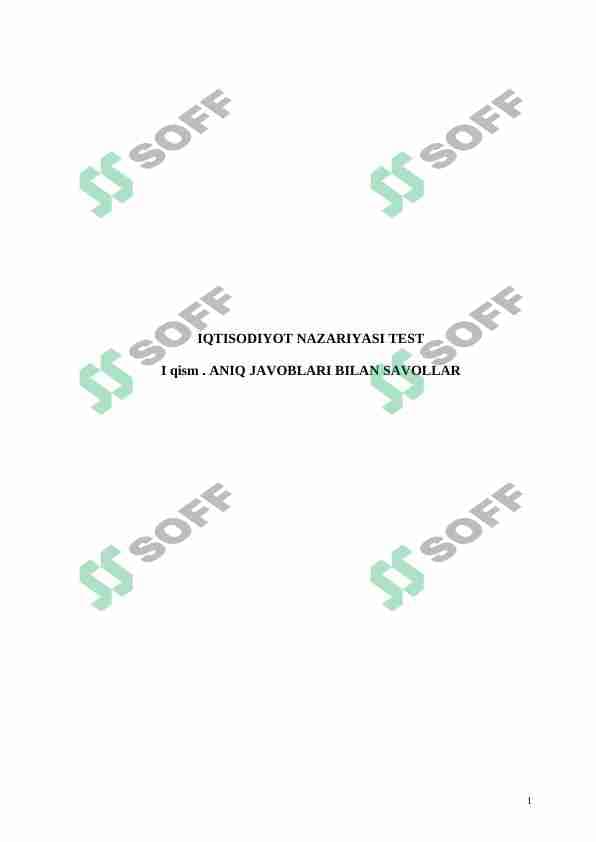 IQTISODIYOT NAZARIYASI TEST