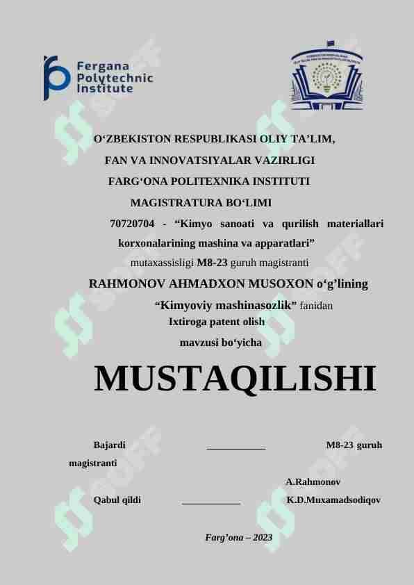 Ixtiroga patent olish