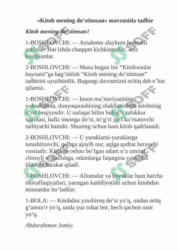 Kitob mening do'stimsan