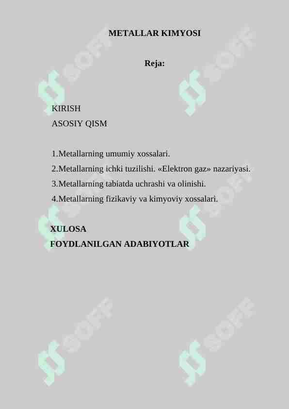 Mеtallar kimyosi