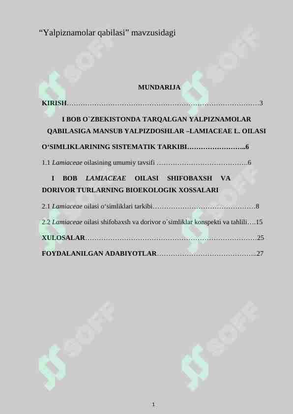 “Yalpiznamolar qabilasi”