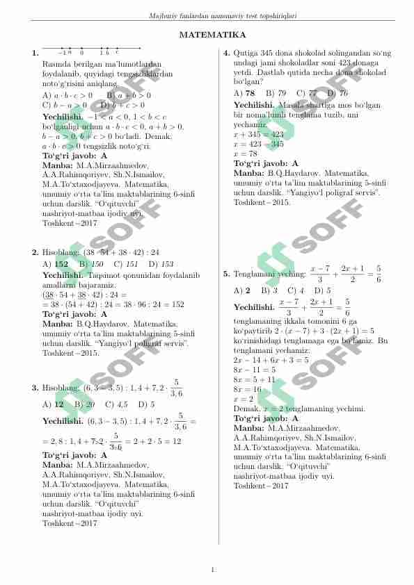 MATEMATIKA MAJBURIY DTM