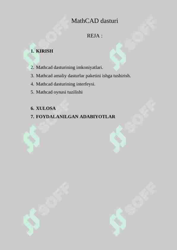 MathCAD dasturi