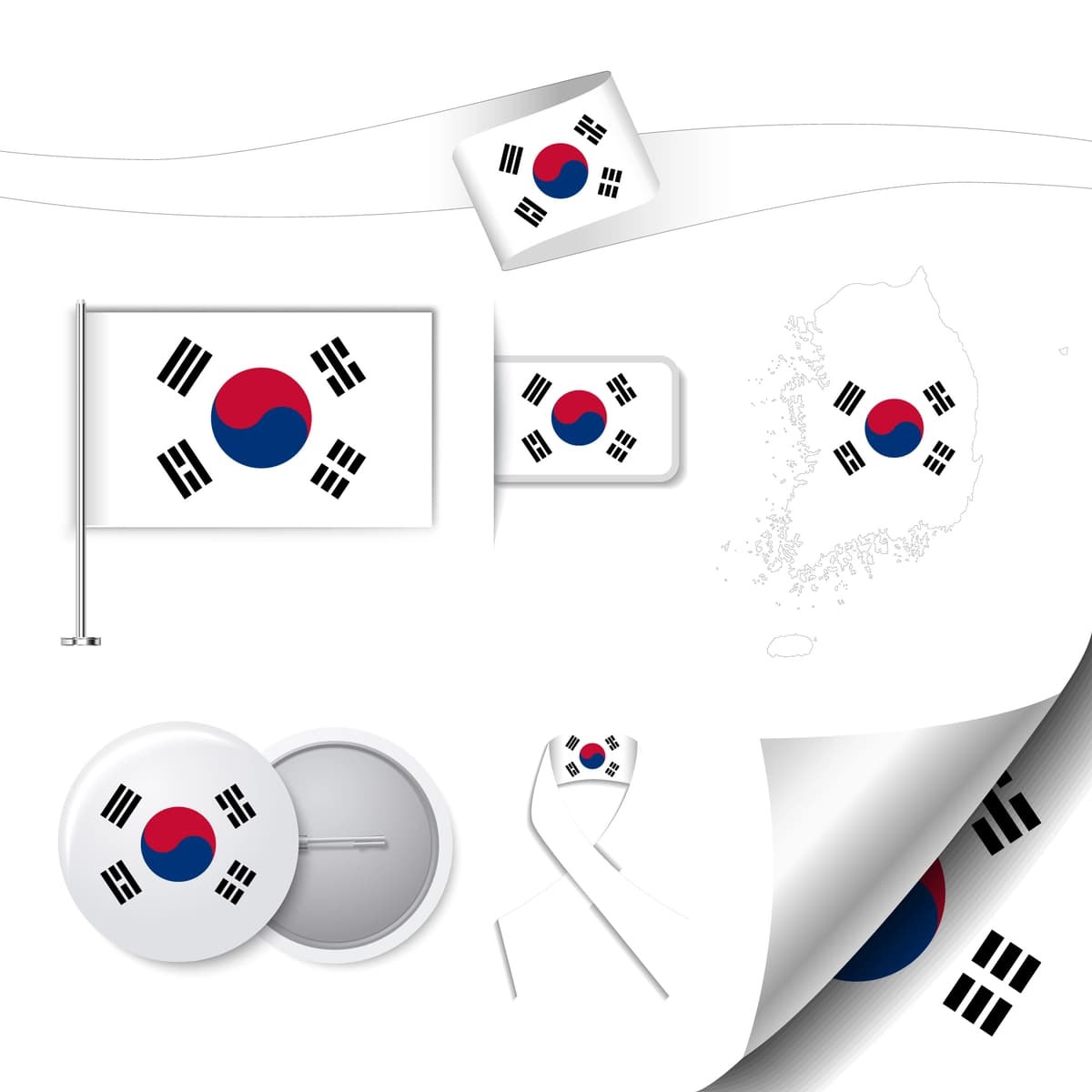Janubiy Koreya bayrog'i bilan ish yuritish to'plami | Stationery collection with flag south korea idesign
