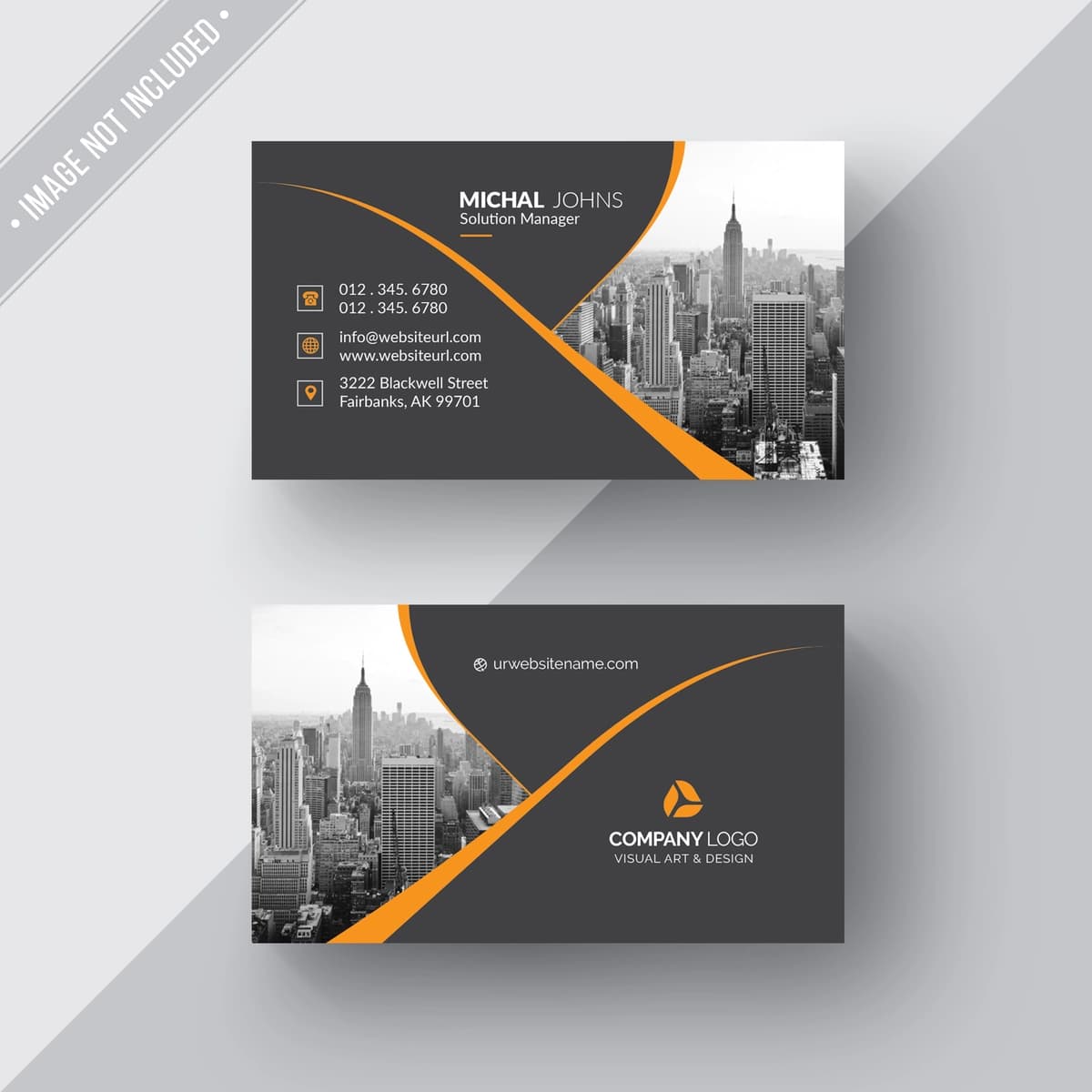 Qora–To‘q sariq rangdagi premium biznes vizitka