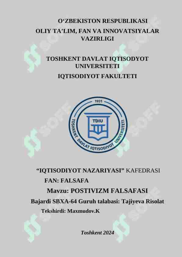 POSTIVIZM FALSAFASI