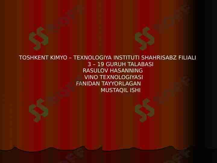 Uzumdan olinadigan alkogol mahsulotlar