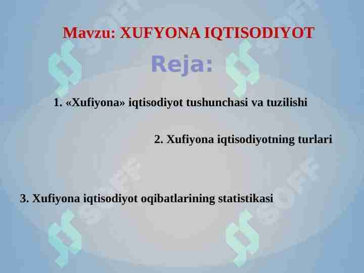 XUFYONA IQTISODIYOT