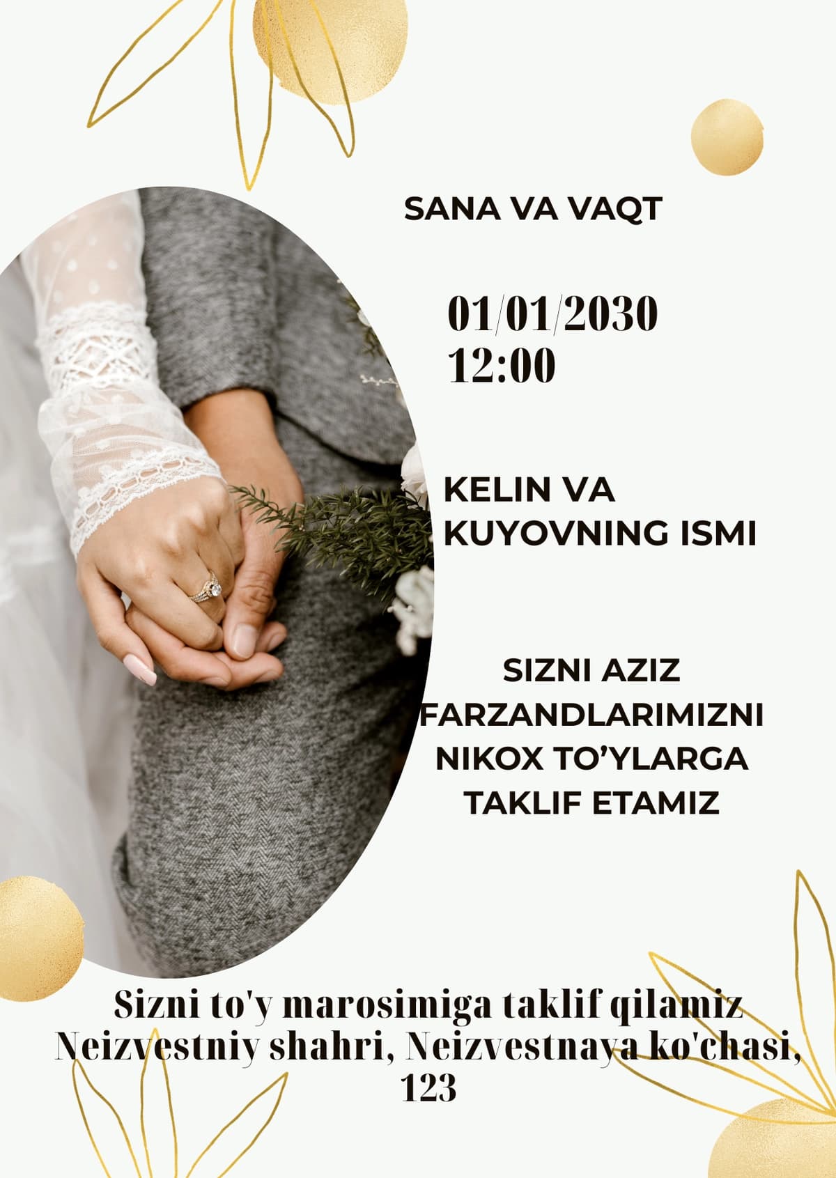 taklifnoma uchun tayyor shablaon