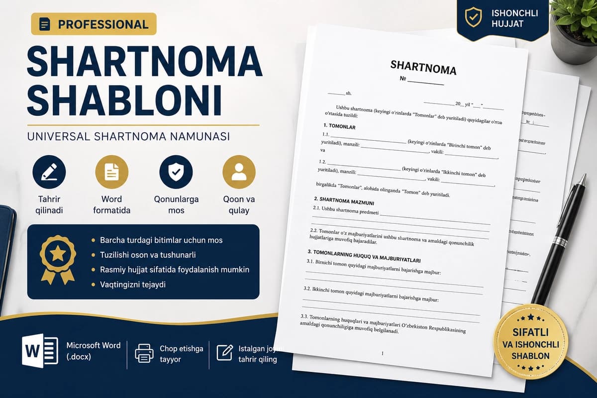 Shartnoma shabloni professional