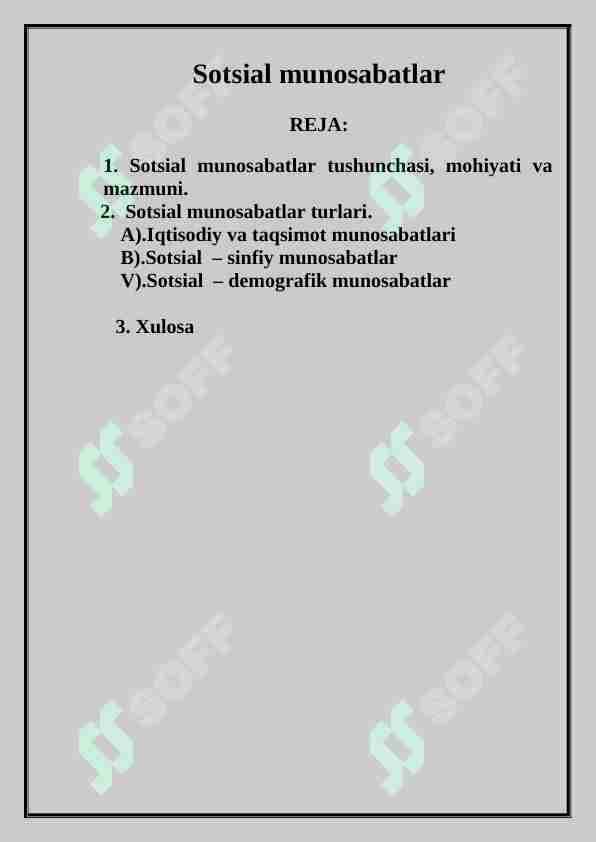 Sotsial munosabatlar
