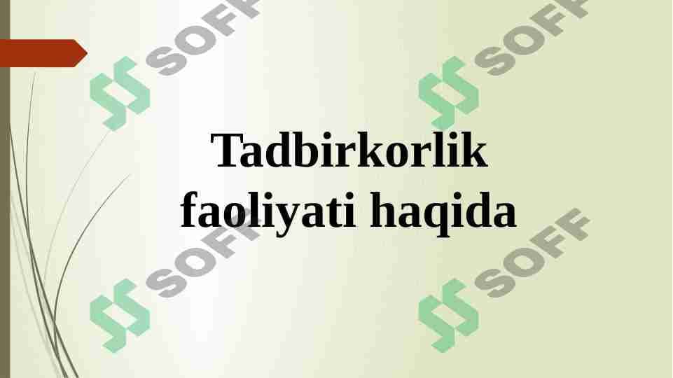 Tadbirkorlik faoliyati haqida