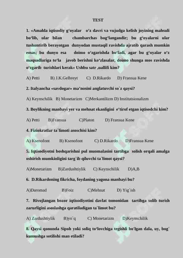 Iqtisodiy ta'limotlar tarixi