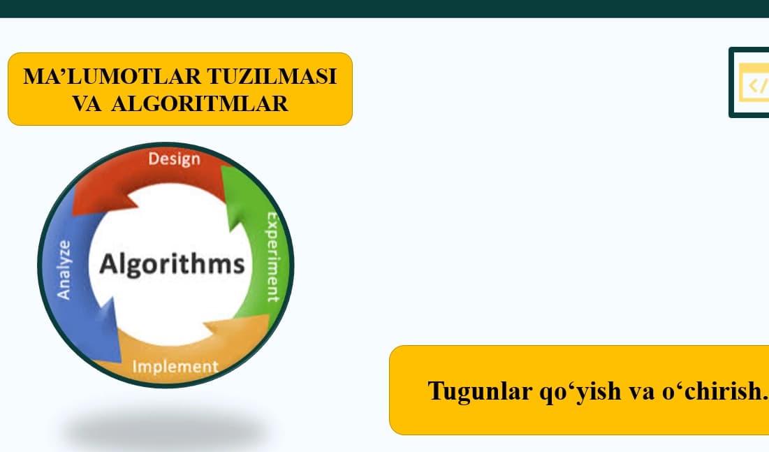 Tugunlar qo‘yish va o‘chirish