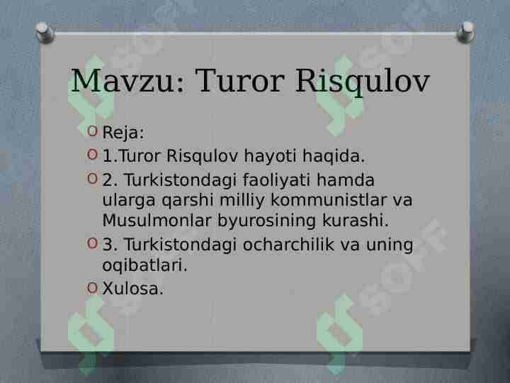 Turor  Risqulov  hayoti  va ijodi