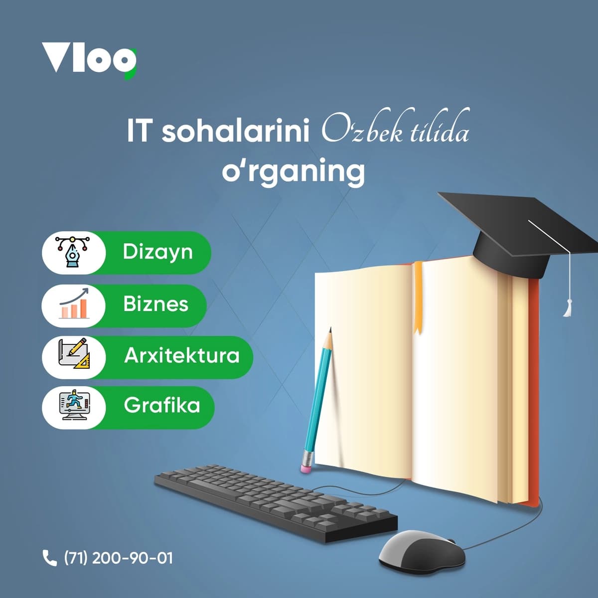 IT Sohalarini O‘zbek Tilida O‘rganish – Ta’limiy Poster Dizayni