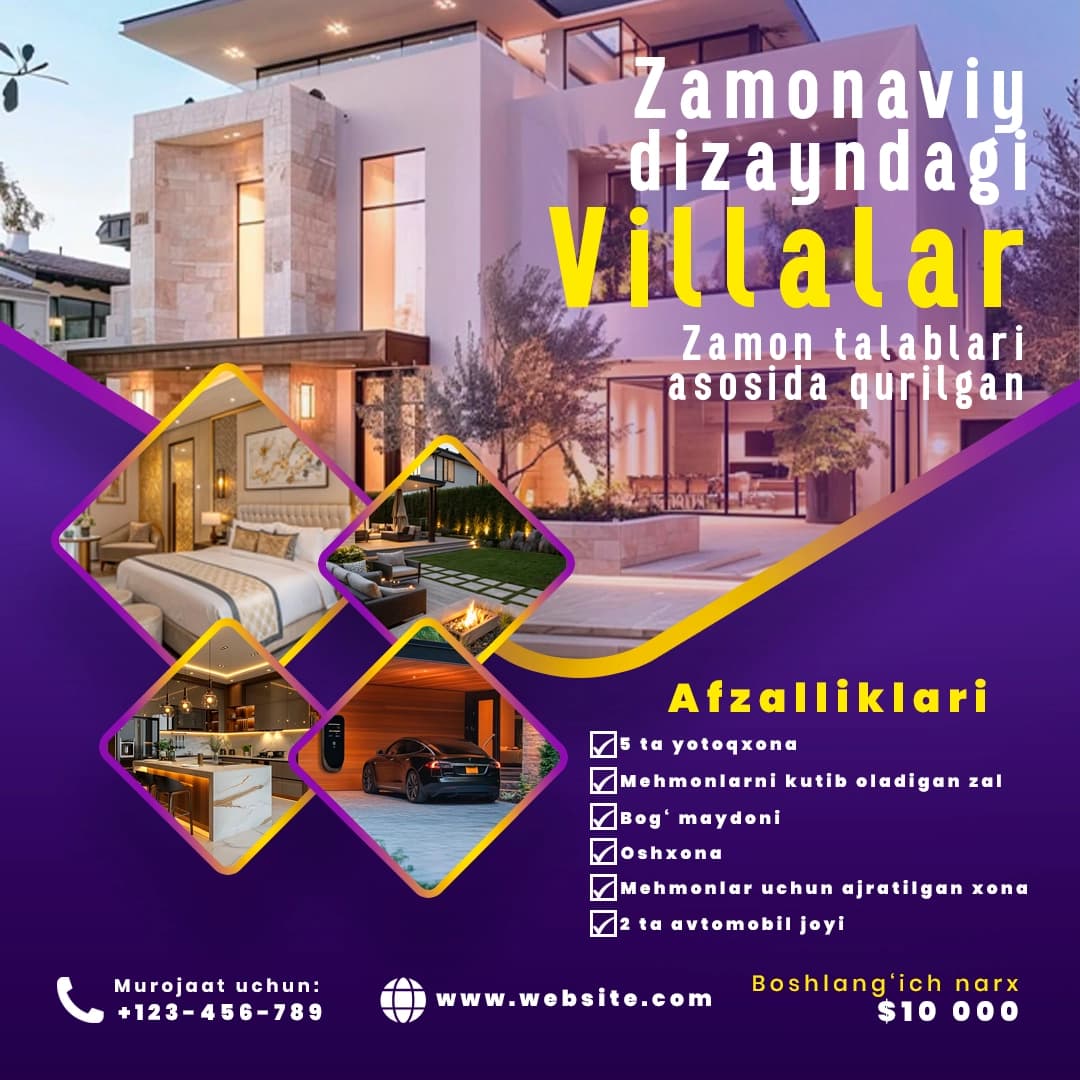 Zamonaviy uylar uchun reklama shabloni