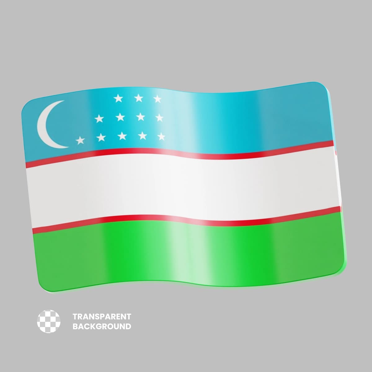 Oʻzbekiston davlat bayrogʻi 3D koʻrsatilgan | Uzbekistan national flag 3d rendered