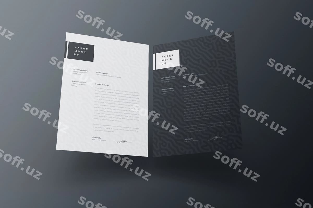 A4 flyer pochtasi mockup psd shabloni | A4 flyer letterhead mockup psd template