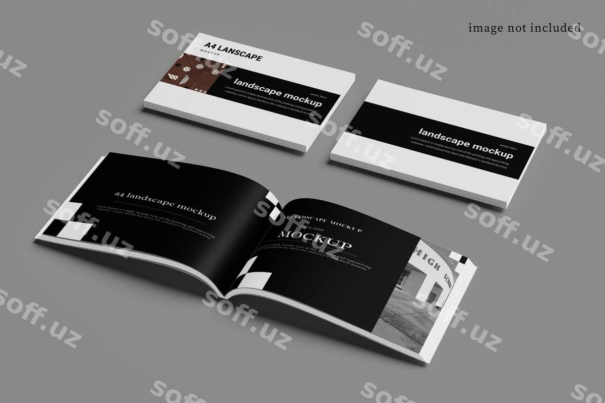 A4 goxritalı magazin namunasi | A4 landscape magazine mockup