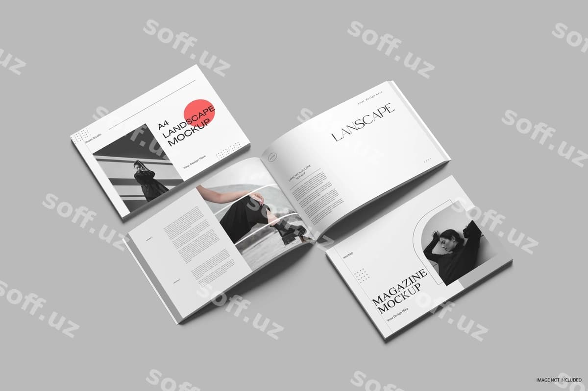 A4 landshaft jurnali namunasi | A4 landscape magazine mockup