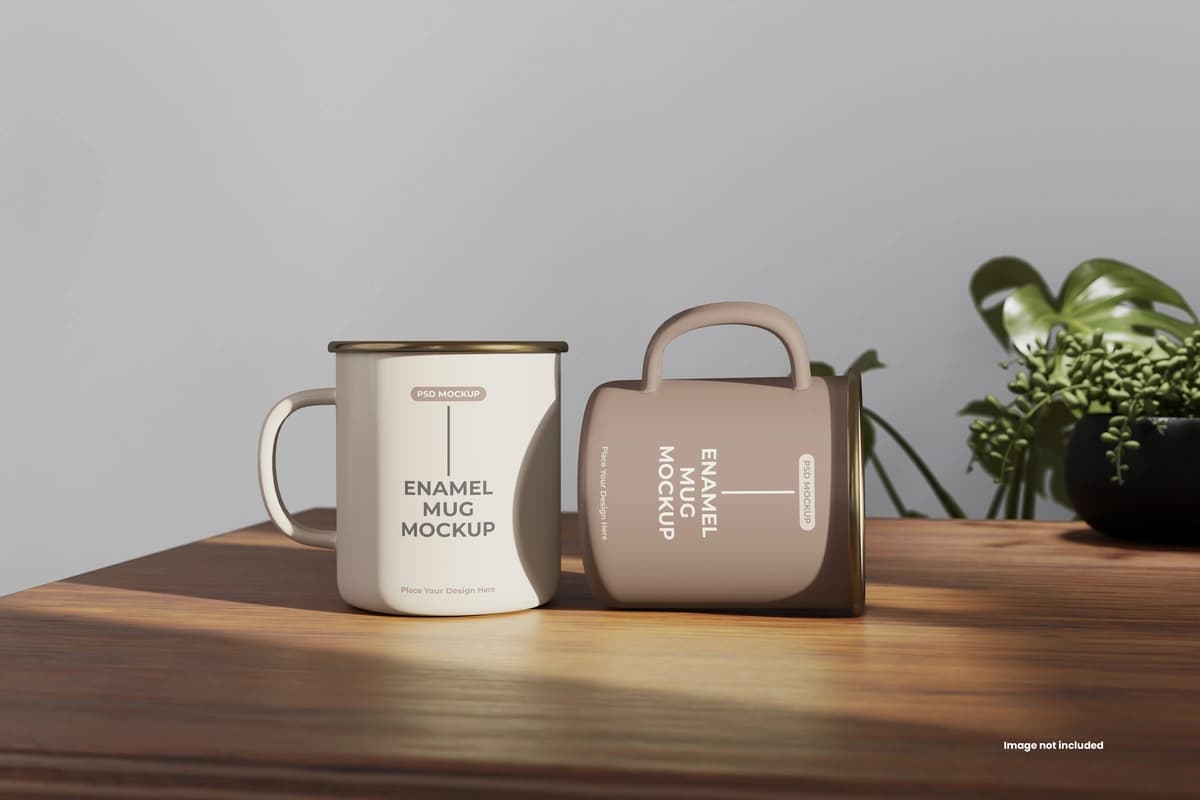 Emal krujkasi maketi | Enamel mug mockup