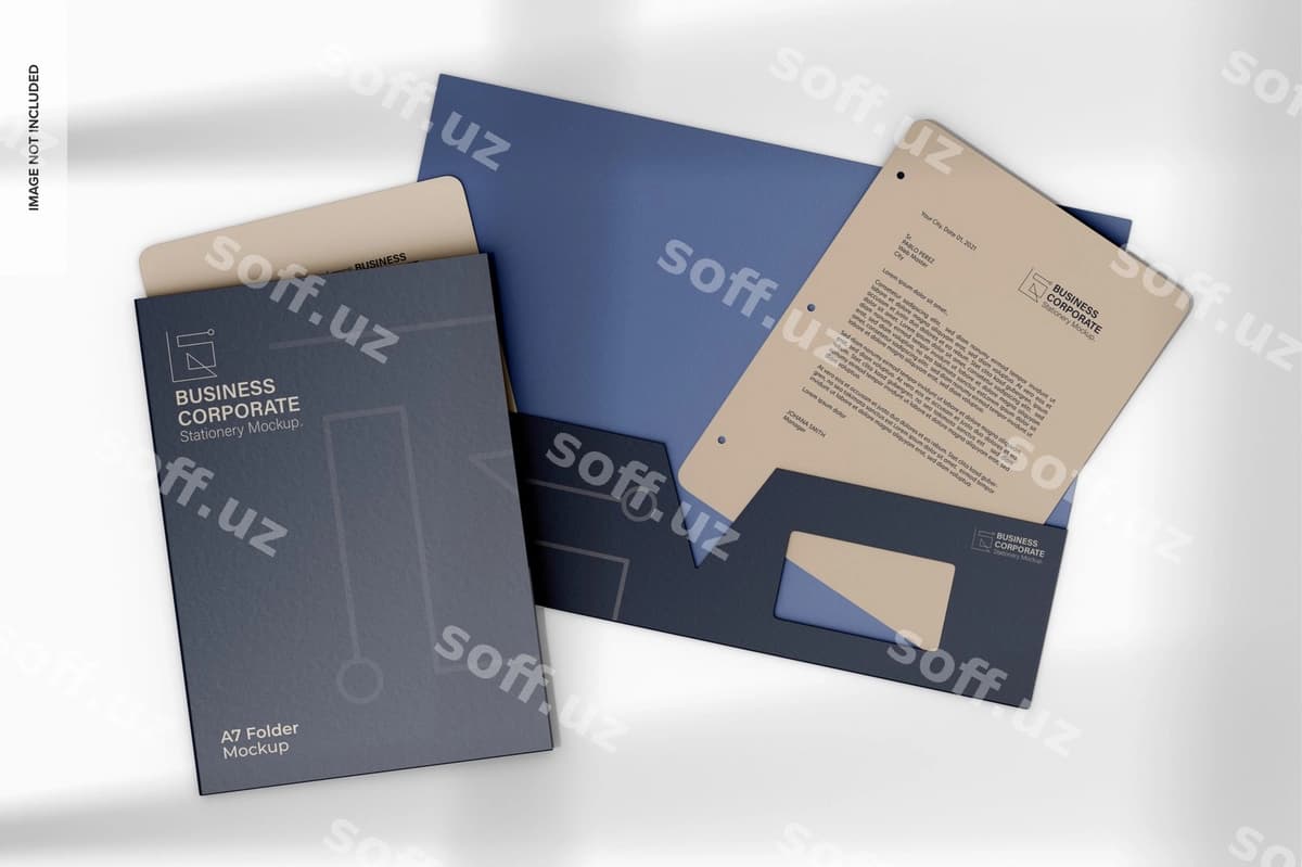 A7 papkalar mockup yuqori koʻrinish | A7 folders mockup top view
