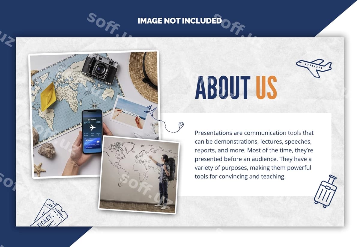 Biz haqimizda sayohat taqdimoti shabloni | About us travel presentation template