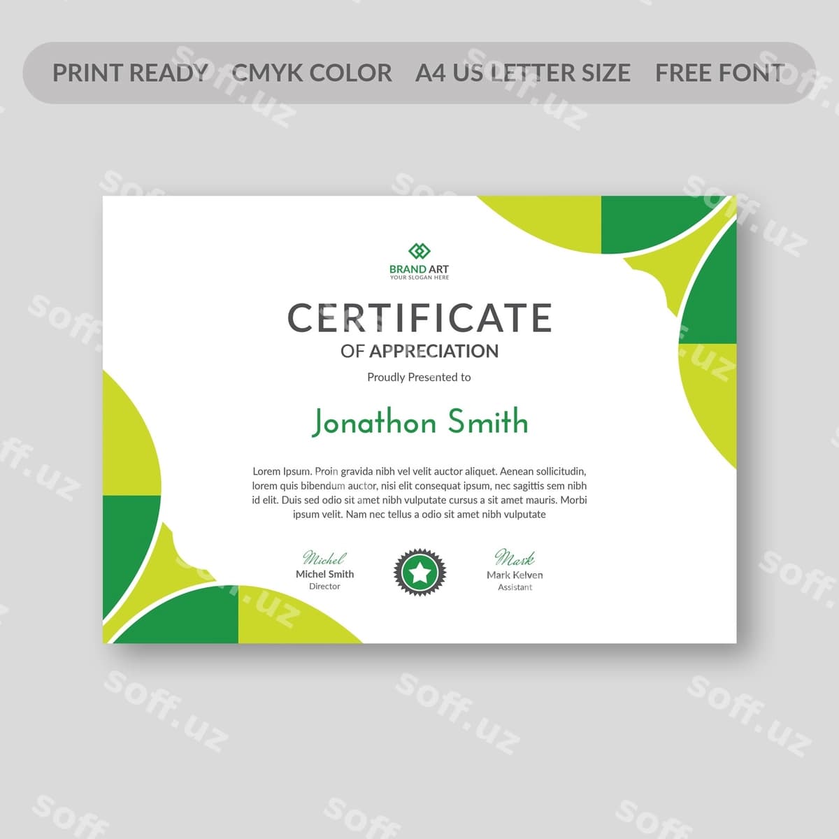 Xulosa sertifikat shabloni | Abstract certificate template