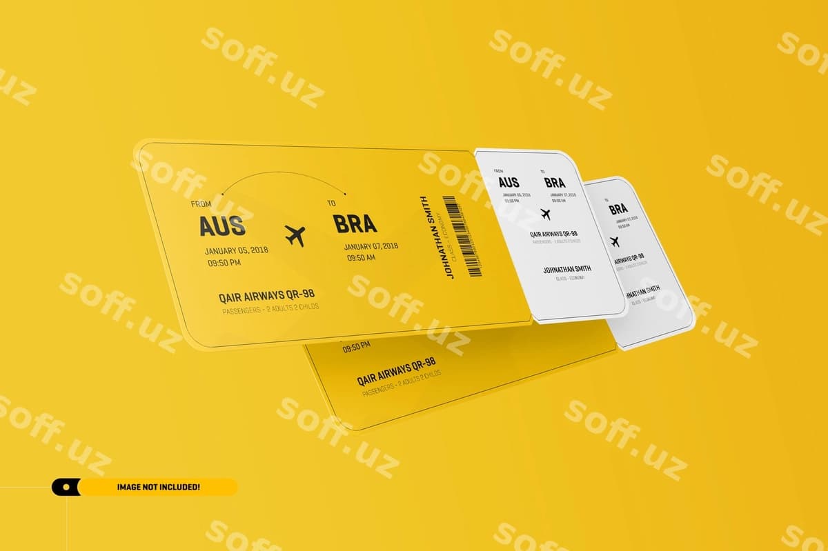 Samolyot chipta namunasi | Airplane ticket mockup