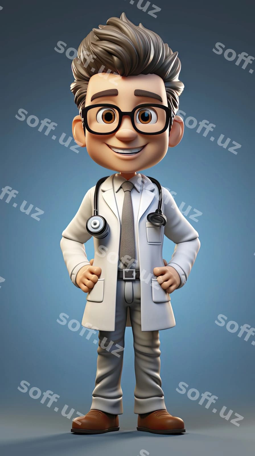 Harakatlanuvchi shifokor qahramonining lab kostyumi | Animated doctor character lab coat