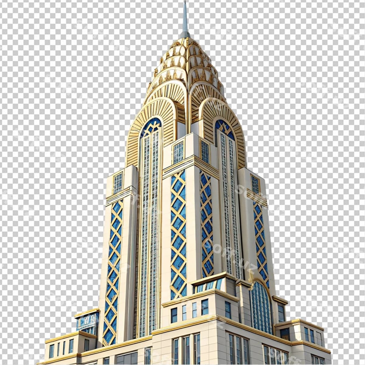 Art-deko ko'rpa oq fonda | Art deco tower white background