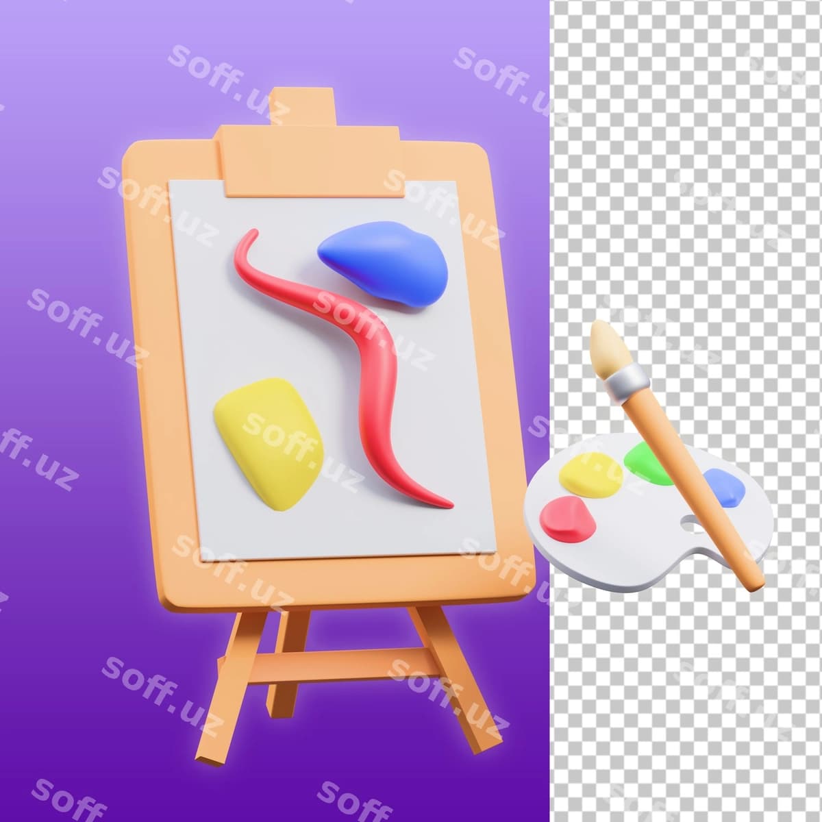 San'at fani maktab 3d illustratsiyasi | Art subject school 3d illustration