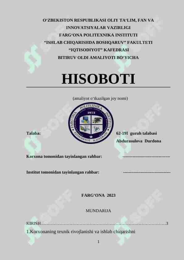 Azot amaliyot hisobot