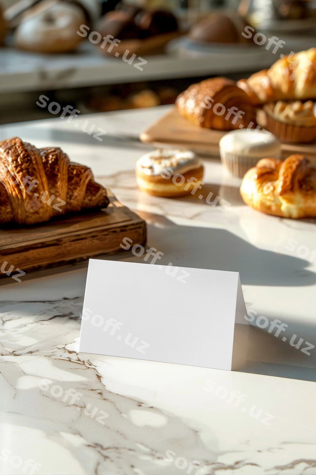 Pecat business kartasi mockup | Bakery business card mockup