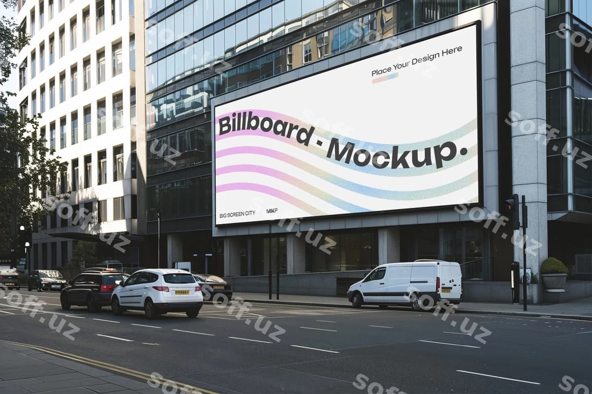 Katta ekran shahar billboardi namunasi | Big screen city billboard mockup