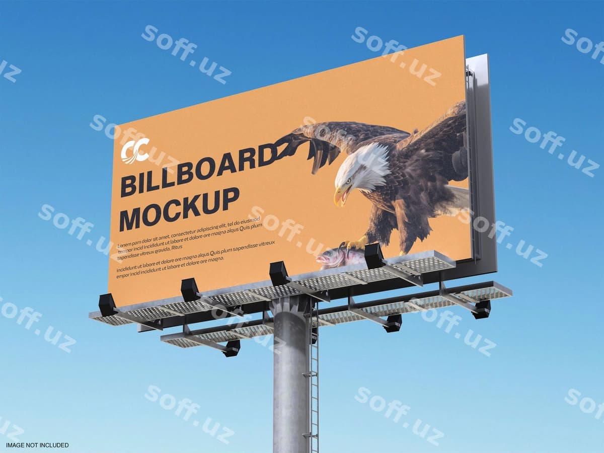 Billboard maketi moviy osmon fonida | Billboard mockup blue sky background