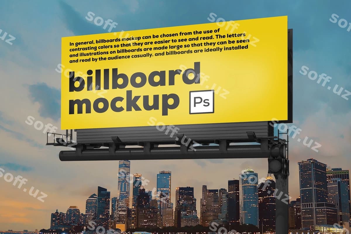 Billboard namunasi kecha shahri orqa foni | Billboard mockup night city background