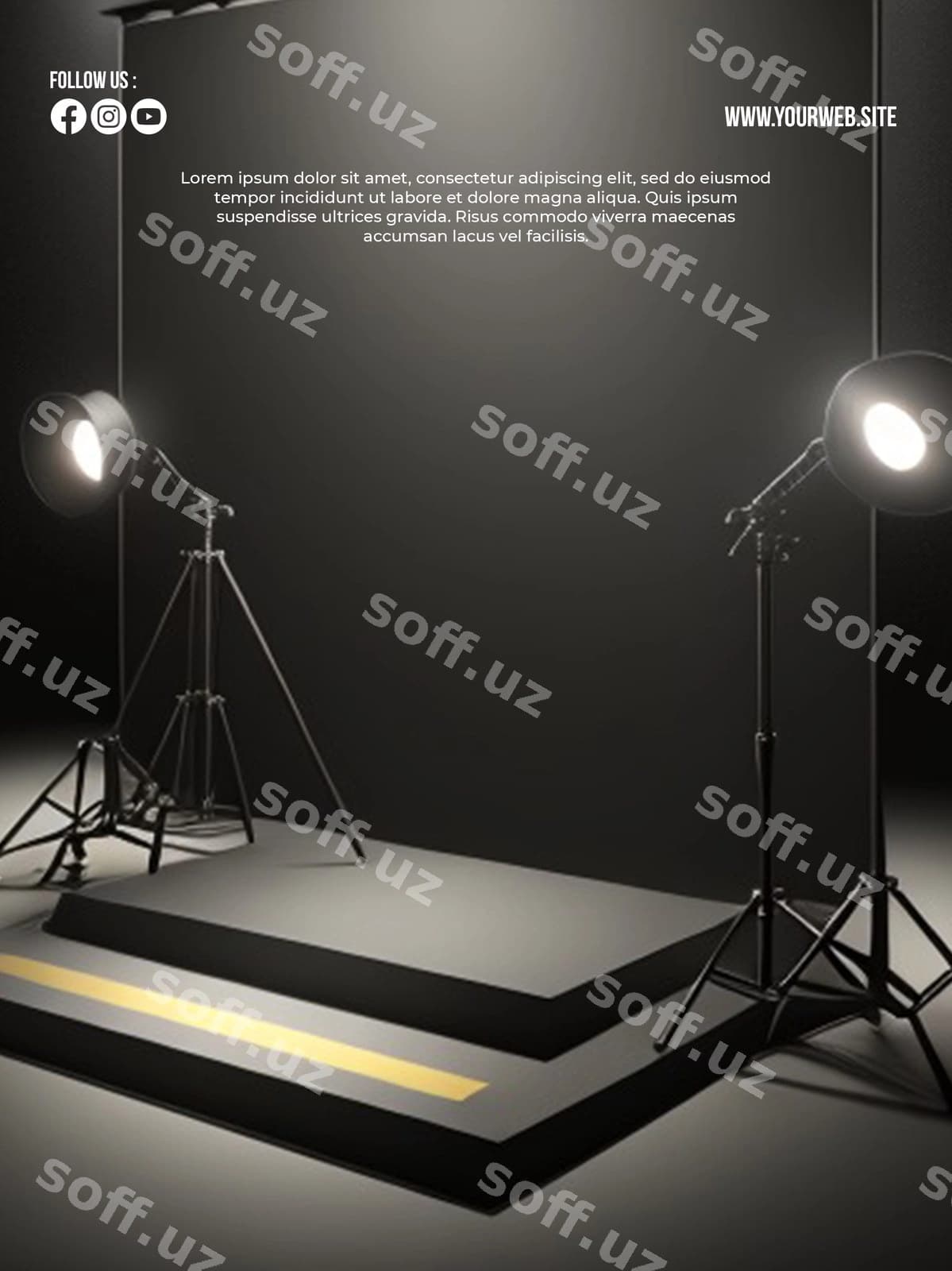 Qora orqa fon yorqin studiya pulti | Black background light studio podium