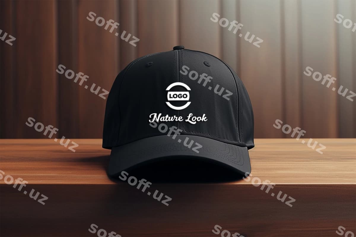 Qora kap logotipi mockup | Black cap logo mockup