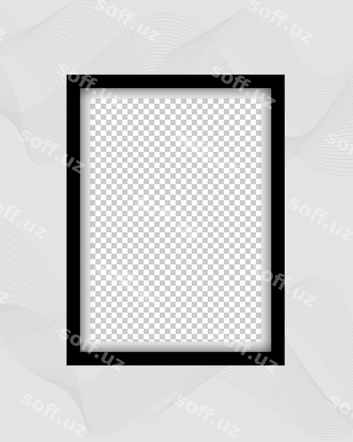 Qora freym foto mockup shaffof | Black frame photo mockup transparant
