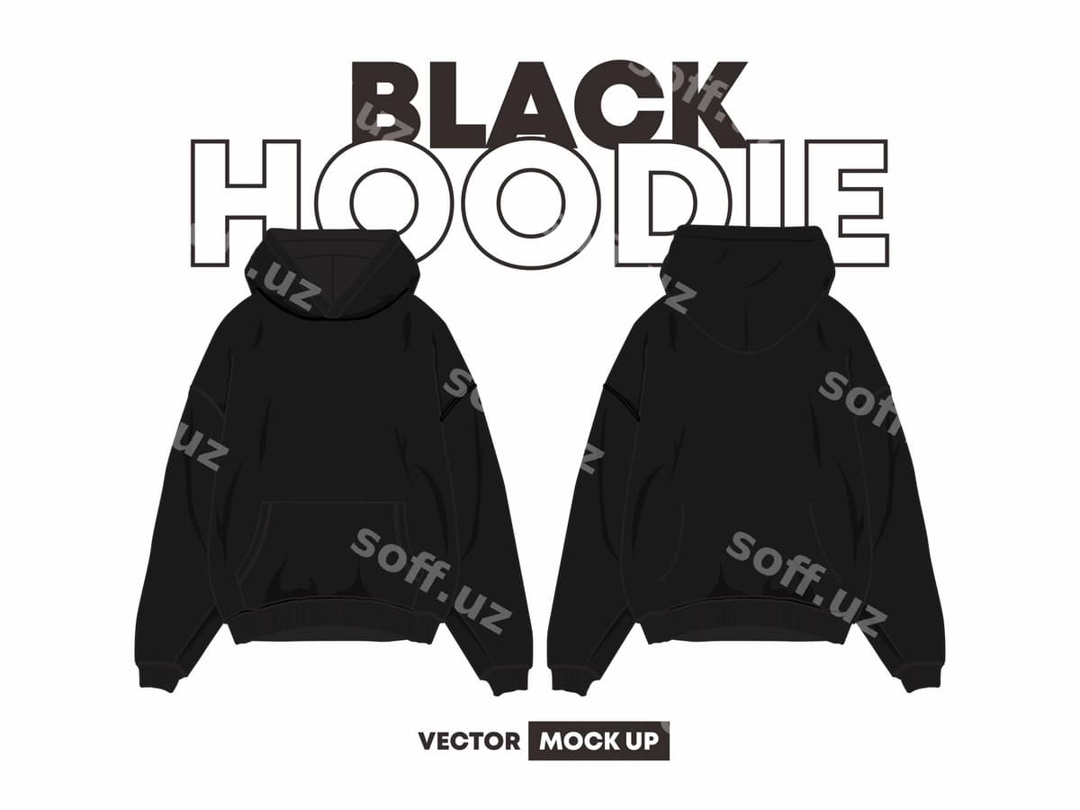 Qora fudbolka namunasi | Black hoodie mock up