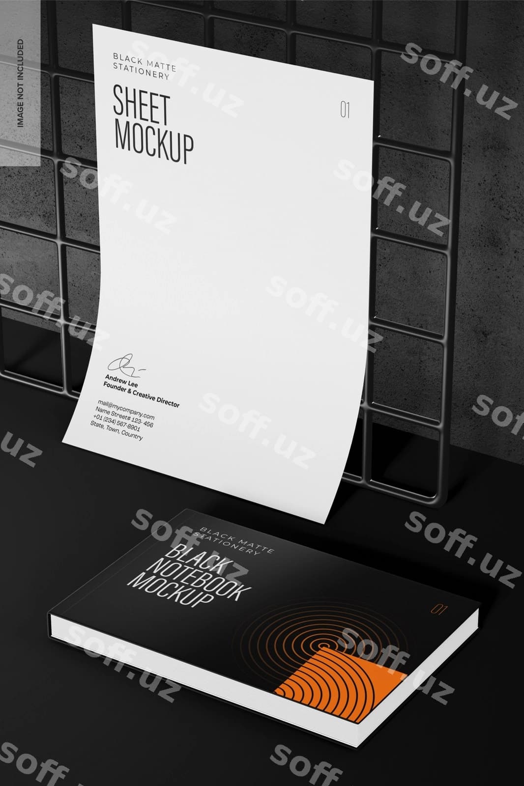 Qora daftarlar namunasi ochilgan yopilgan | Black notebooks mockup opened closed