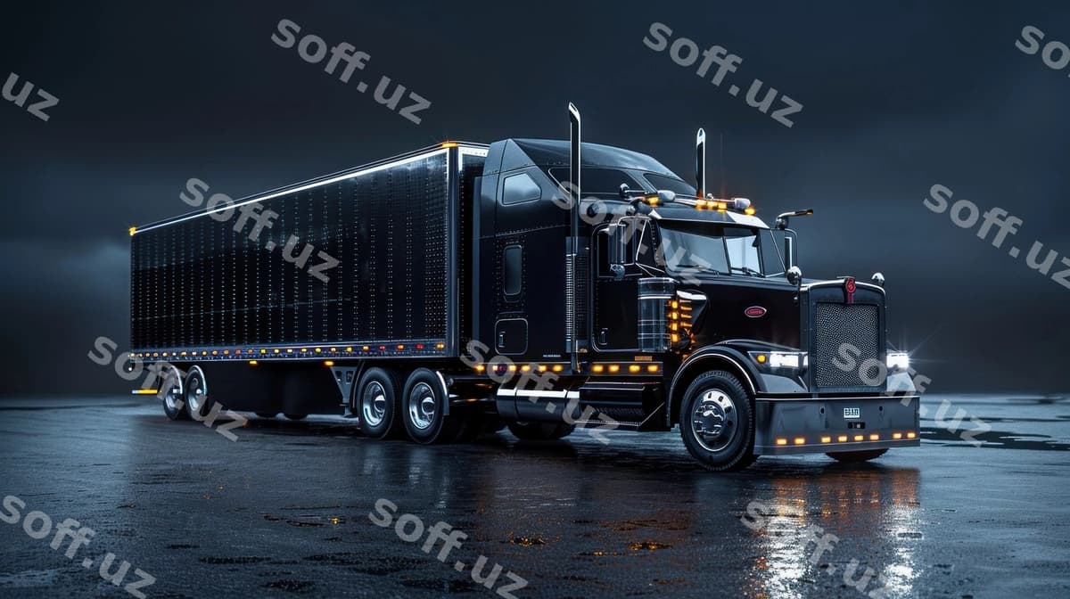 Qora yuk avtomobilı | Black semitruck