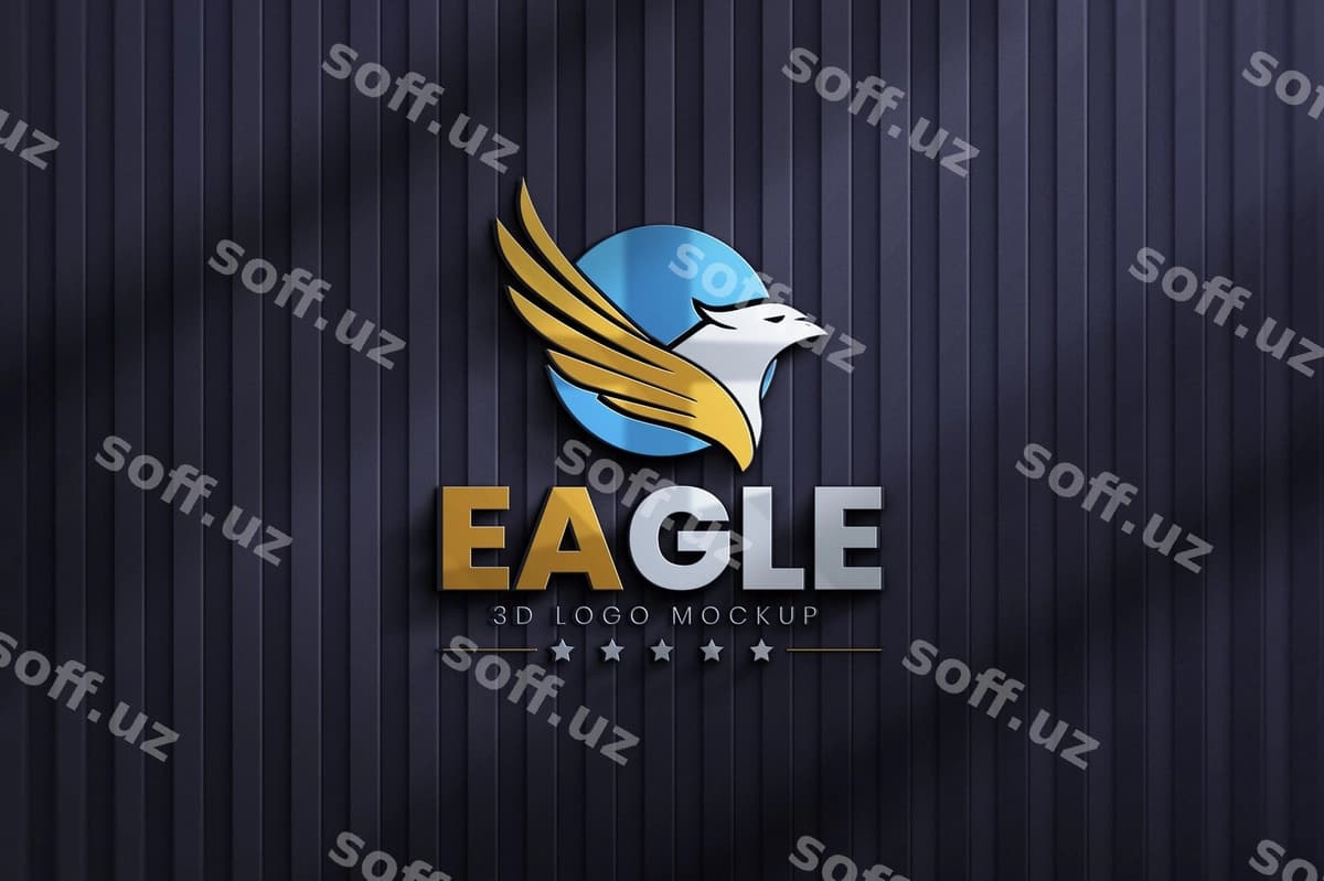 Qora devor 3d logotip shabloni | Black wall 3d logo mockup template