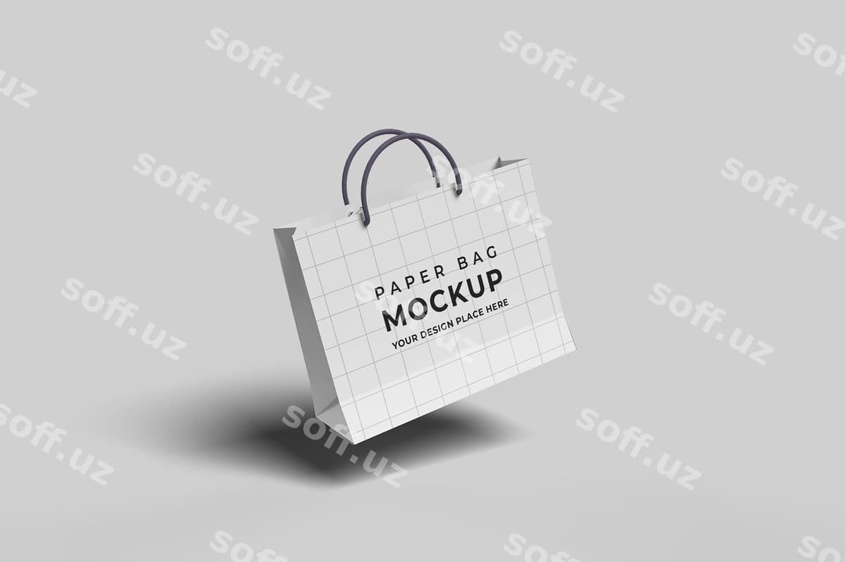 Bo'sh landshaft qog'oz sumkasi maketi shabloni | Blank landscape paper bag mockup template