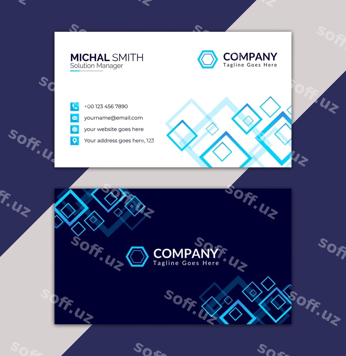 Ko'k qora kompaniya degan belgi | Blue black sign that says company