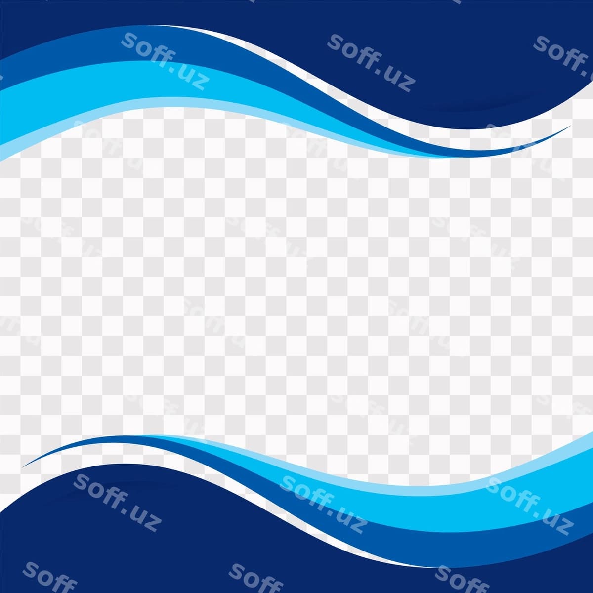 Ko'k to'lqiq shakllar shaffof orqa fonda | Blue wavy shapes transparent background
