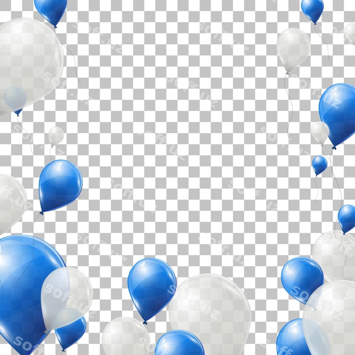 Ko'k-oq vektor sharqillar | Blue white vector balloons