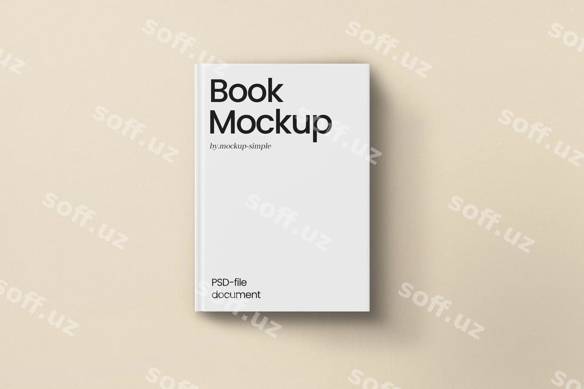 Kitob muqovasi maketini tahrirlash mumkin bo'lgan psd shabloni | Book cover mockup editable psd template